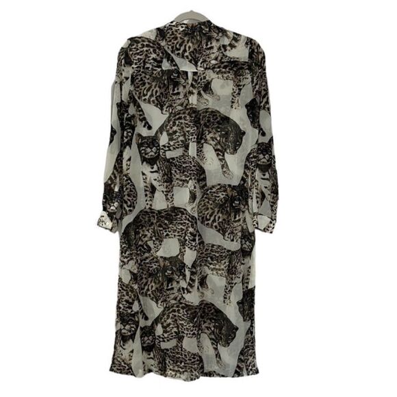 H&M Sheer Brown & Cream Tunic Top(Size 6) - Picture 3 of 5